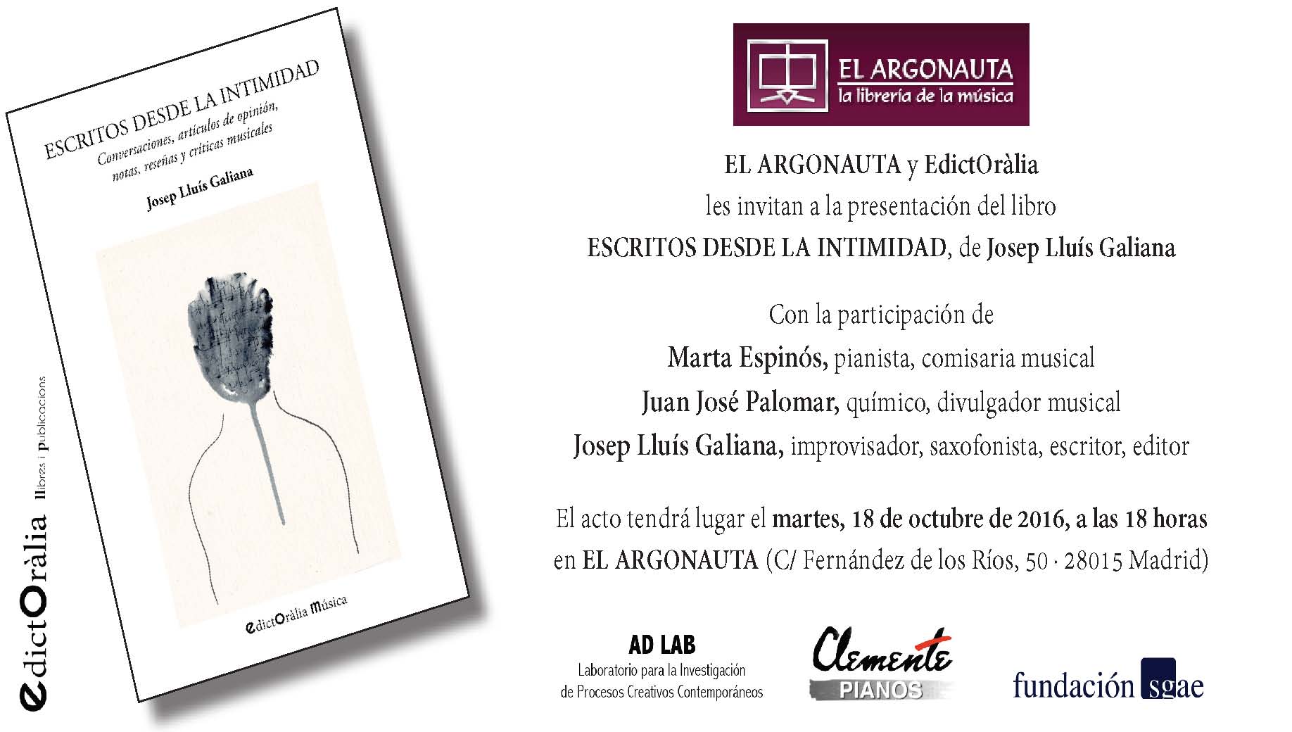 Presentación del libro "Escritos desde la intimidad" de Josep Lluís Galiana