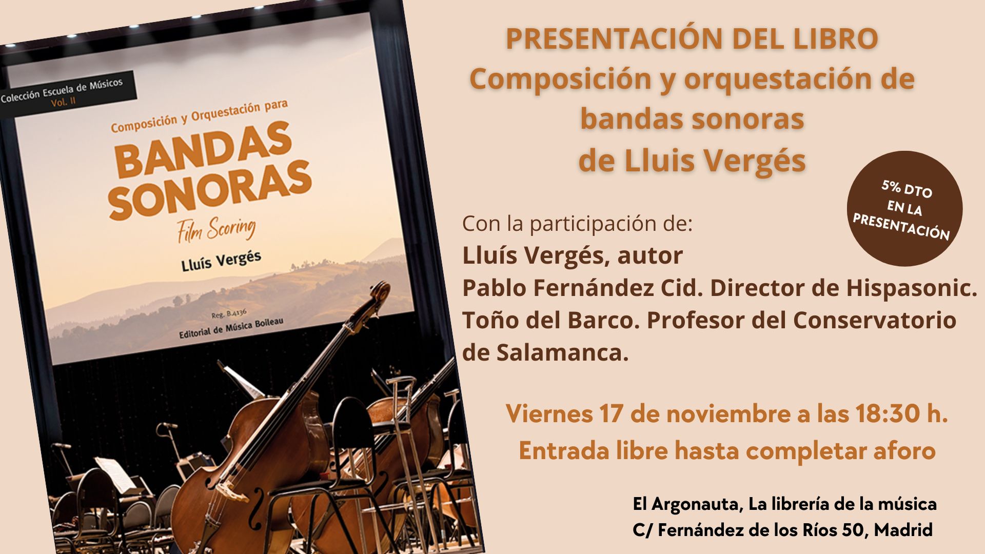 Presentación del libro 'Composición y orquestación de bandas sonoras' de Lluis Vergés