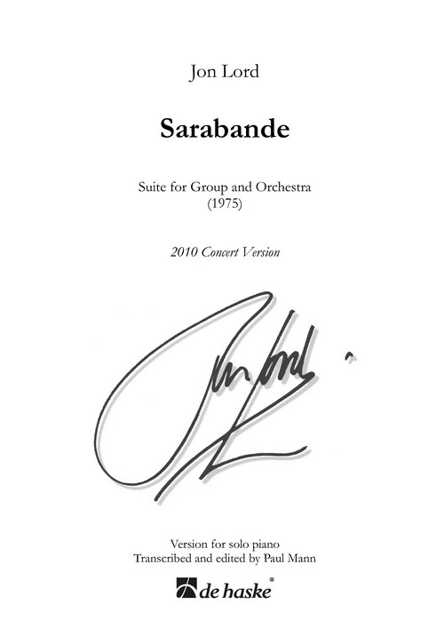 Sarabande, Piano Reduction