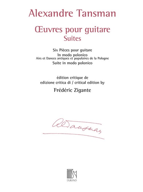 Oeuvres pour guitare: Suites, édition critique de Frédéric Zigante