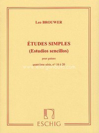 Études Simples pour Guitare, 4ª série, nº 16 à 20 (Estudios Sencillos). 9790044093830