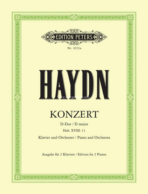 Konzert für Klavier und Orchester, D-Dur, Opus 21, Hob. XVIII: 11, Klavierauszug, 2 Klaviere. 9790014023614