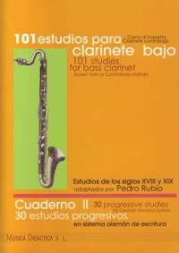 Cuaderno II. 30 estudios progresivos. Estudios para clarinete bajo. Estudios en sistema alemán de escritura adaptados por Pedro Rubio. 20351