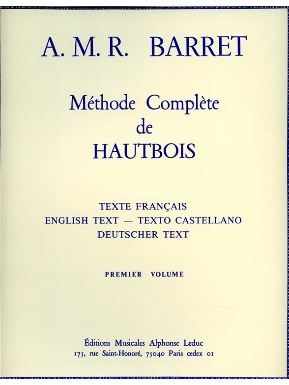 Méthode Complète de Hautbois, vol. 1