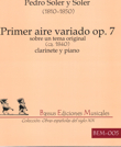 Primer aire variado, op. 7, sobre un tema original (ca. 1840). Clarinete y piano. 9790901314566