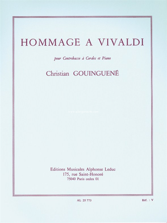 Hommage a Vivaldi, pour Contrabasse à Cordes et Piano