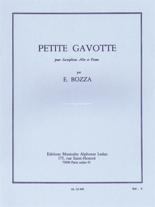 Petit gavotte, pour saxophone alto et piano