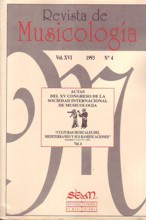 Revista de Musicología, vol. XVI, 1993, nº 4: Actas del XV Congreso de la Sociedad Internacional de Musicología, Madrid, 1992, "Culturas musicales del Mediterráneo", 4