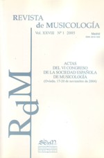Revista de Musicología, vol. XXVIII, 2005, nº 1: Actas del VI Congreso de la Sociedad Española de Musicología, 1. 26274