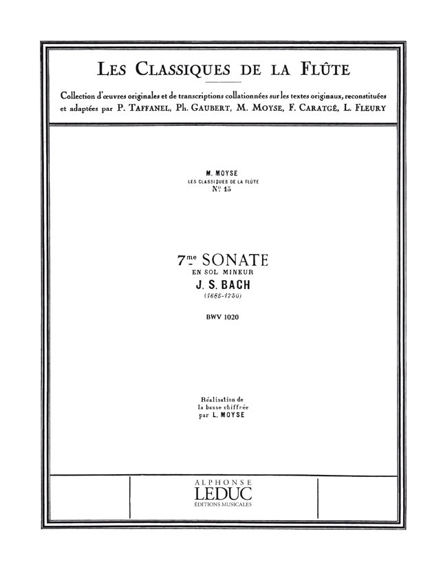 Sonate nº 7 en Sol mineur, BWV 1020, flûte et piano. 9790046197246