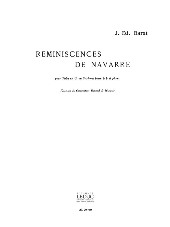 Reminiscences De Navarre, Tuba In C or Tenor Horn B-Flat and Piano. 9790046207600