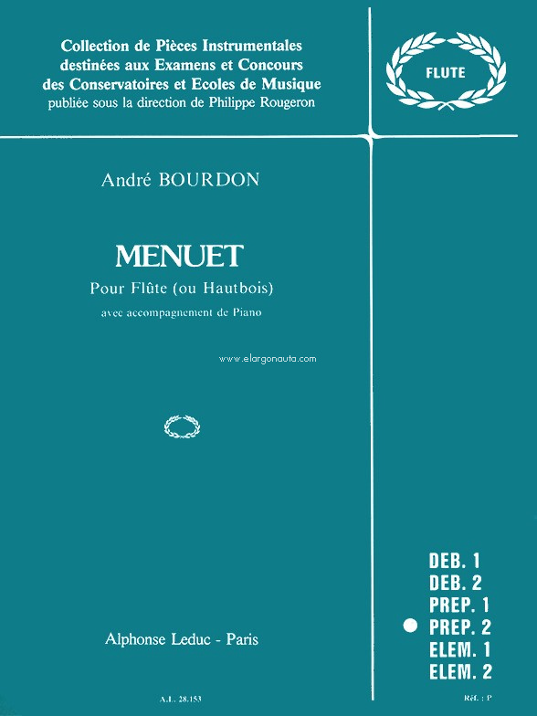 Menuet: Flute Trav. (ou Hautbois) et Piano (Collection Rougeron), Flute [or Oboe] and Piano