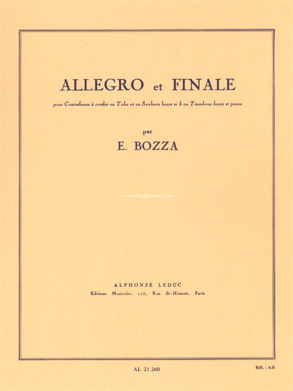 Allegro et finale, per contrebasse à cordes ou Tuba Ut ou saxhorn basse Si b ou trombone basse et piano