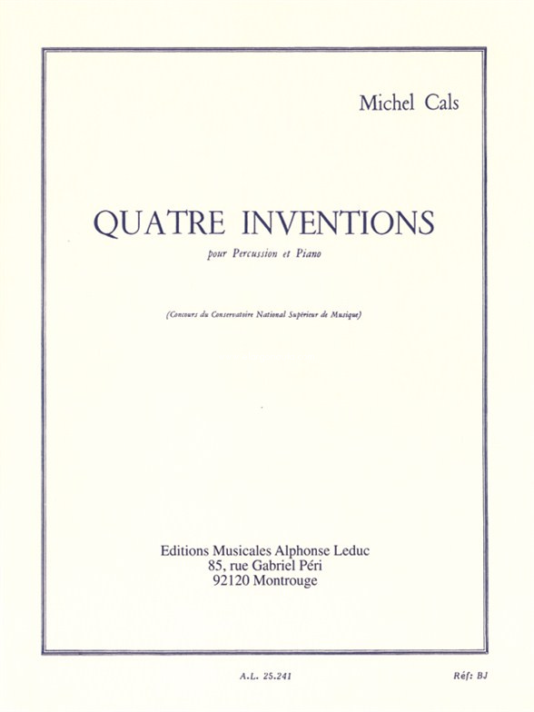 Quatre Inventions, pour percussion et piano