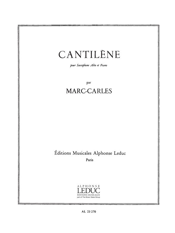 Cantilène, pour Saxophone alto et piano