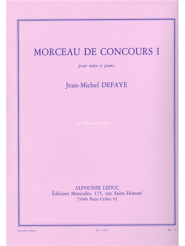 Morceau De Concours I, Tuba and Piano. 9790046276774