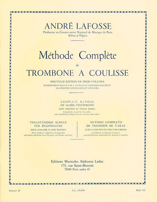 Método completo de trombón de varas, vol. 3 = Méthode complète de trombone à coulisse, vol. 3. 9790046249006