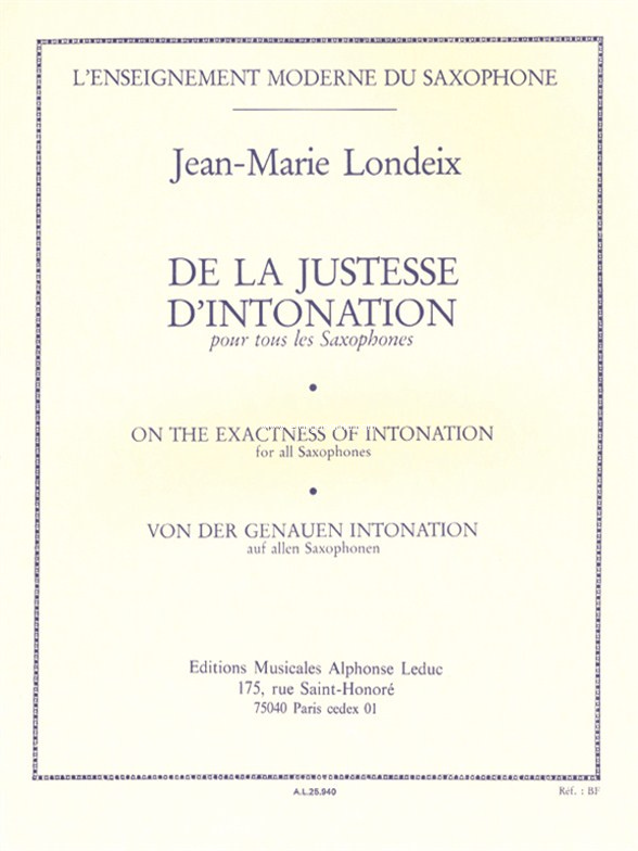 De la justesse d'intonation, pour tous les saxophones. 9790046259401