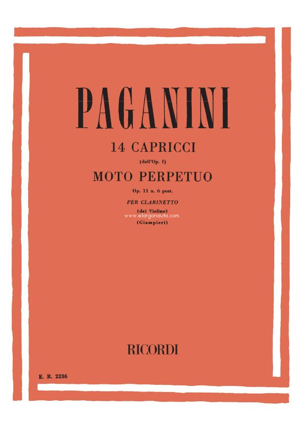 14 Capricci Dall'Op. 1 & 'Moto Perpetuo' Op.11 : N. 6 Per Clarinetto