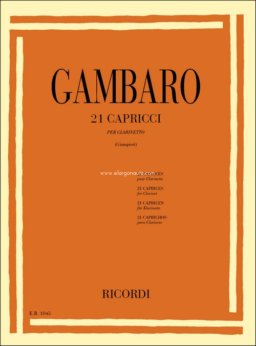 21 Caprichos para clarinete = 21 Capricci per clarinetto. 9790041810454