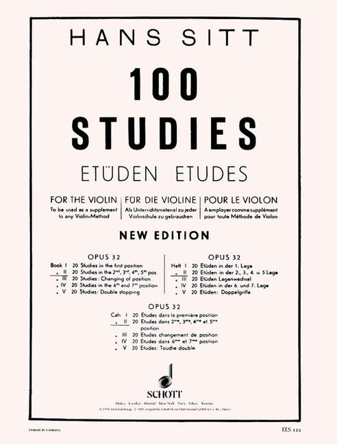 100 Studies for the violin, op. 32, Book II: 20 Studies in the 2nd, 3rd, 4th and 5th position. 9790200200041