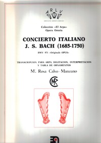 Concierto italiano, BWV 971, transcripción para arpa. 9788438101360