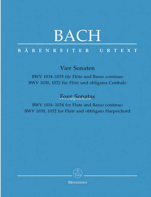 Four Sonatas: BWV 1034-1035 for Flute and Basso continuo. BWV 1030, 1032 for Flute und obbligato Harpsichord. 9790006447992