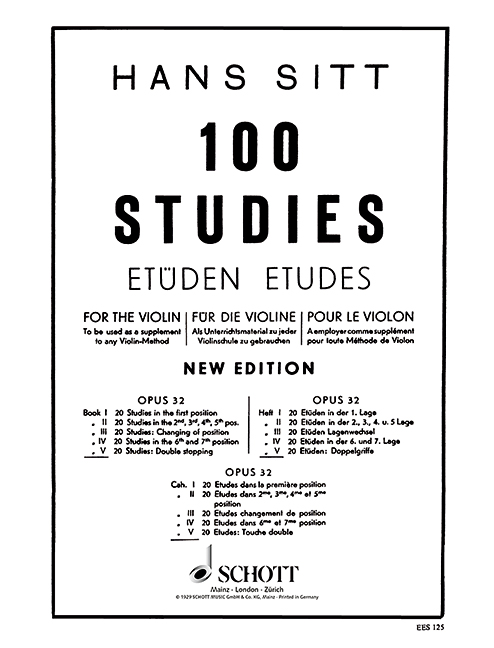 100 Studies for the violin, op. 32, Book V: 20 Studies Double stopping