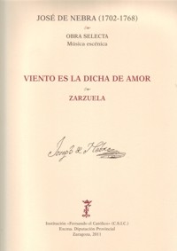 Viento es la dicha de amor. Zarzuela