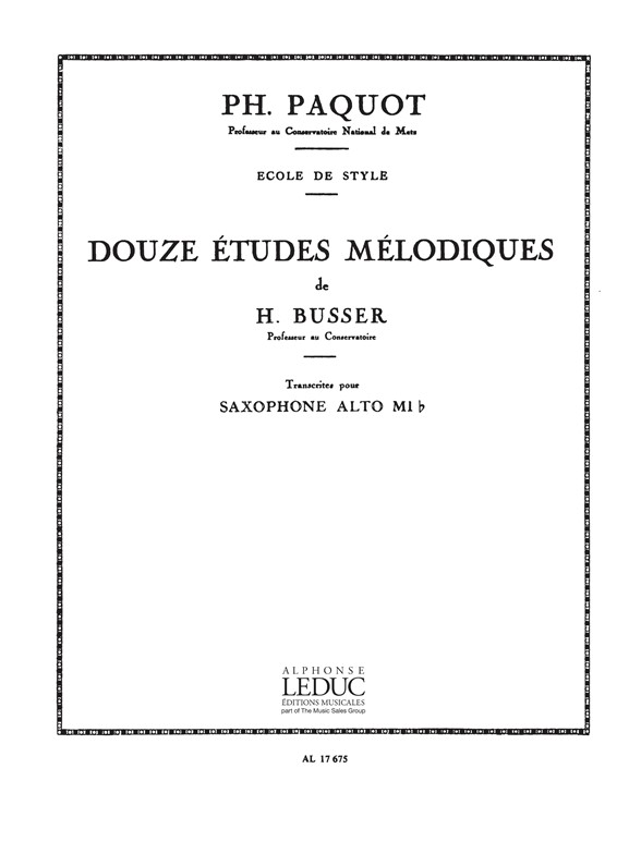 Douze études mélodiques, transcrites pour saxophone alto Mi b. 9790046176753