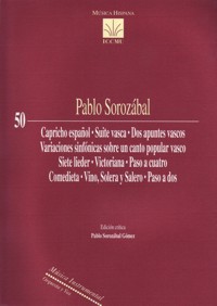 Capricho español. Suite vasca. Dos apuntes vascos. Variaciones sinfónicas sobre un canto popular vasco. Siete lieder. Victoriana. Paso a cuatro. Comedieta. Vino, solera y salero. Paso a dos. 9790901319264