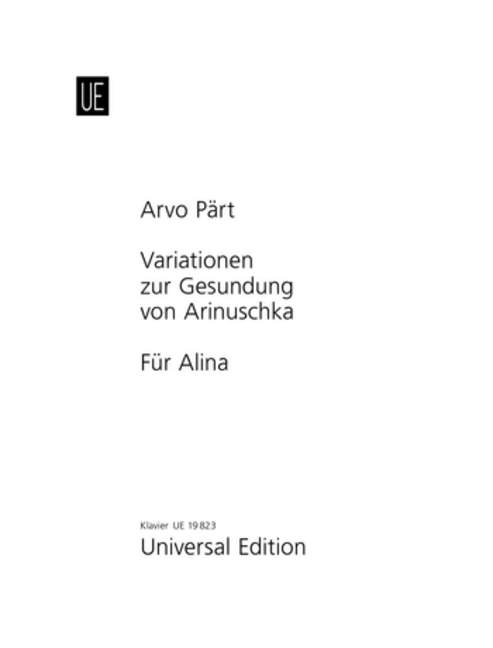 Variationen zur Gesundung von Arinuschka, für Klavier. Für Alina, für Klavier