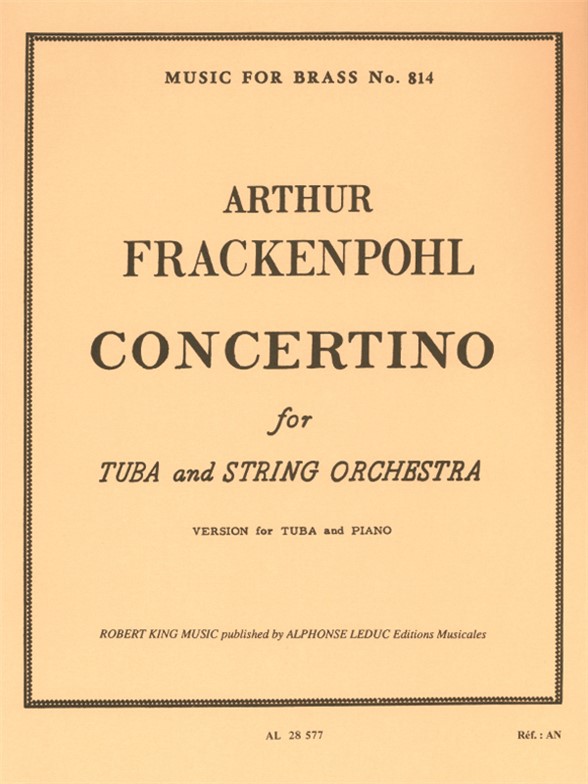 Concertino for Tuba and String Orchestra. Version for Tuba and Piano