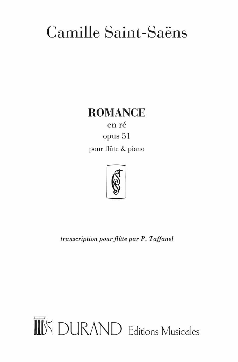 Romance en ré pour flûte et piano, Opus 51. 9790044017027