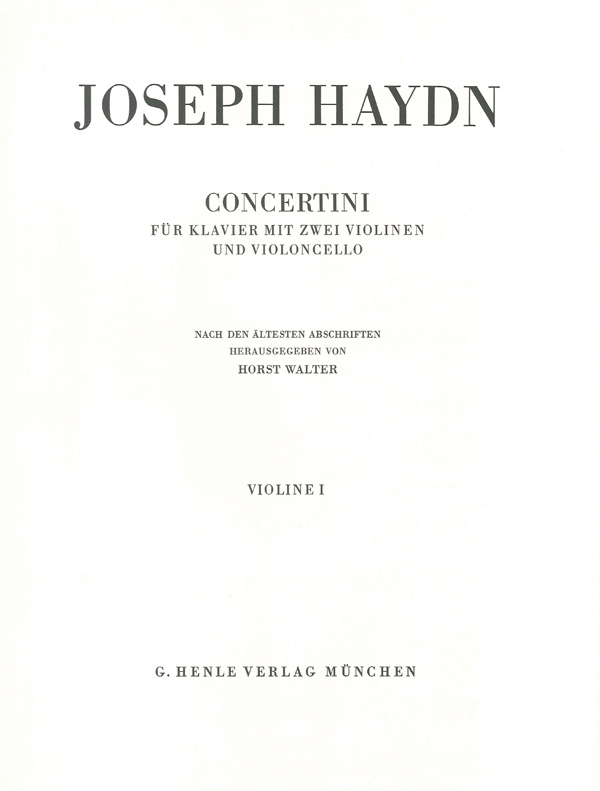 Concertini for Piano (Harpsichord) with two Violins and Violoncello, separate part = Concertini für Klavier (Cembalo) mit zwei Violinen und Violoncello, Einzelstimme. 9790201803098