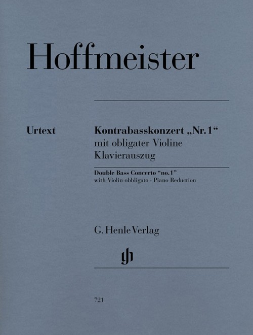 Concerto No. 1 for Double Bass and Orchestra (with Violin obbligato), piano reduction with solo part = Konzert Nr. 1, Klavierauszug mit Solostimme