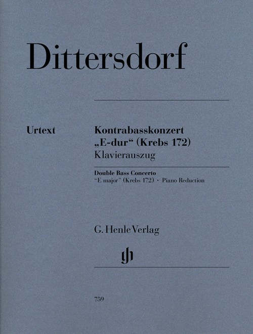 Double Bass Concerto E major Krebs 172, piano reduction with solo part = Kontrabasskonzert E-Dur Krebs 172, Klavierauszug mit Solostimme. 9790201807591