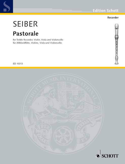 Pastorale, tenor recorder and string trio, score