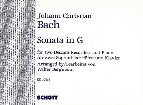 Sonata G major nach op. 16/2, 2 descant recorders and piano. Score and parts