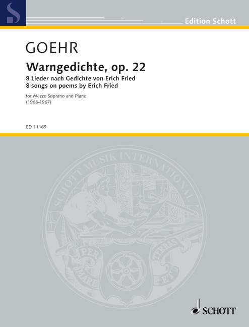 Warngedichte op. 22, eight songs on poems by Erich Fried, mezzo-soprano and piano