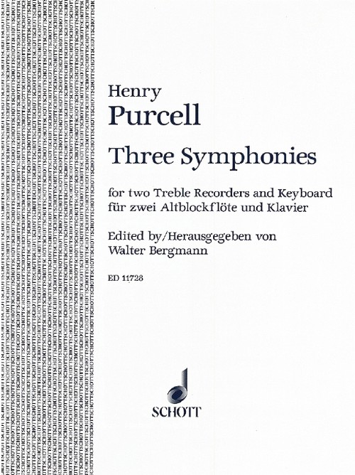 3 Symphonies, 2 treble recorders and piano, score and parts
