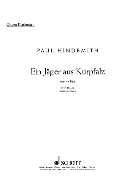 Ein Jäger aus Kurpfalz op. 45/3, Spielmusik, String and wind instruments, separate part