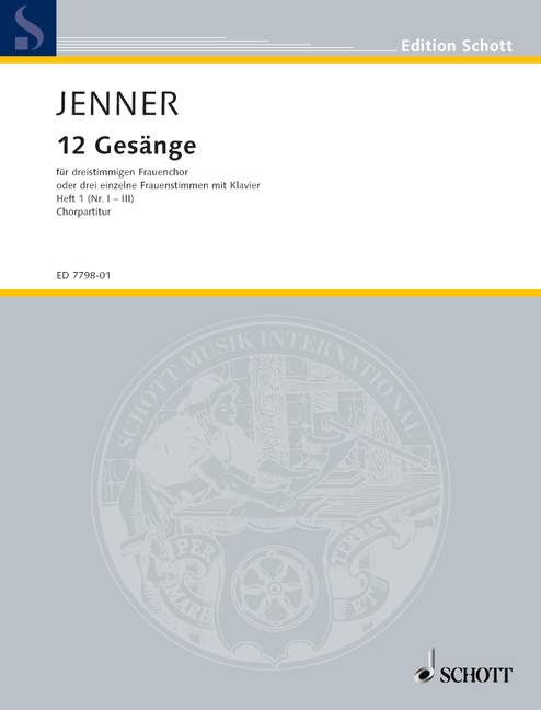 Zwölf Gesänge op. 3 Heft 1, Texte aus dem Toskanischen nach Ferdinand Gregorovius, female choir (SMezA) or 3 female voices with piano, choral score. 9790001080972