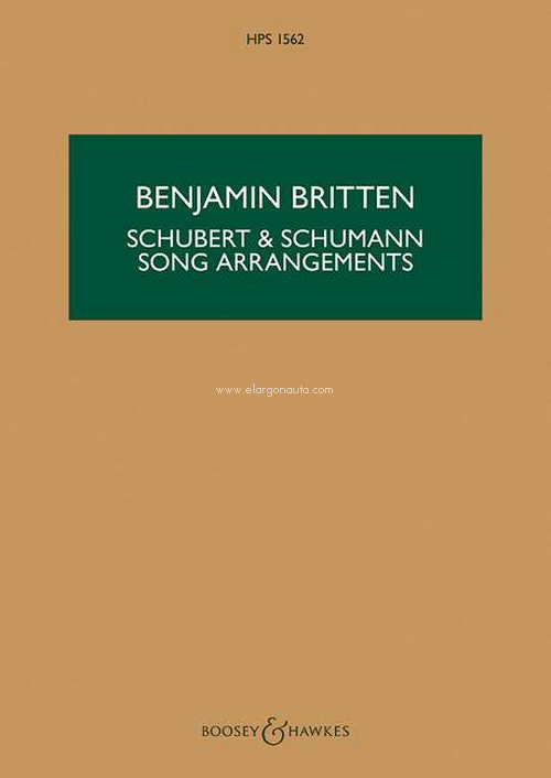 Schubert & Schumann Song Arrangements HPS 1562, for voice and small orchestra, study score