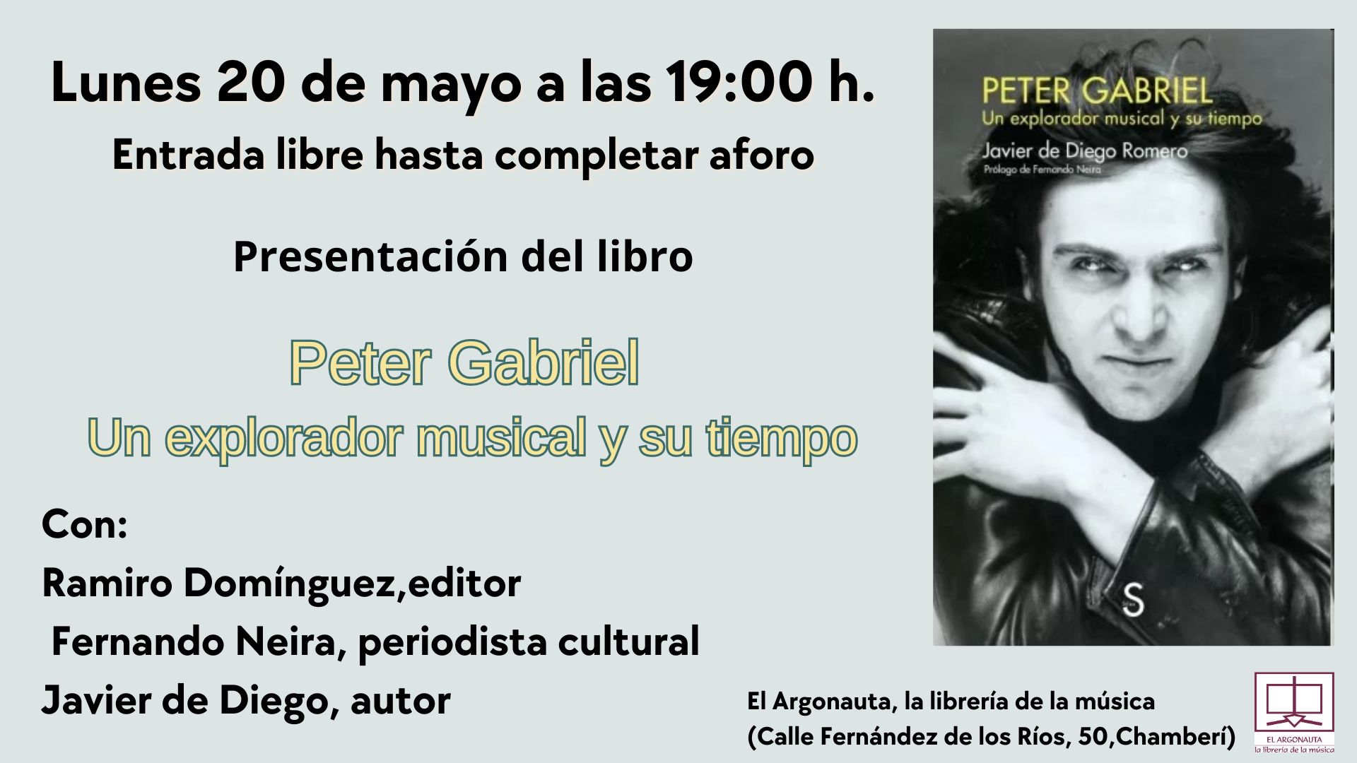 Presentación del libro '' Peter Gabriel. Un explorador musical y su tiempo'