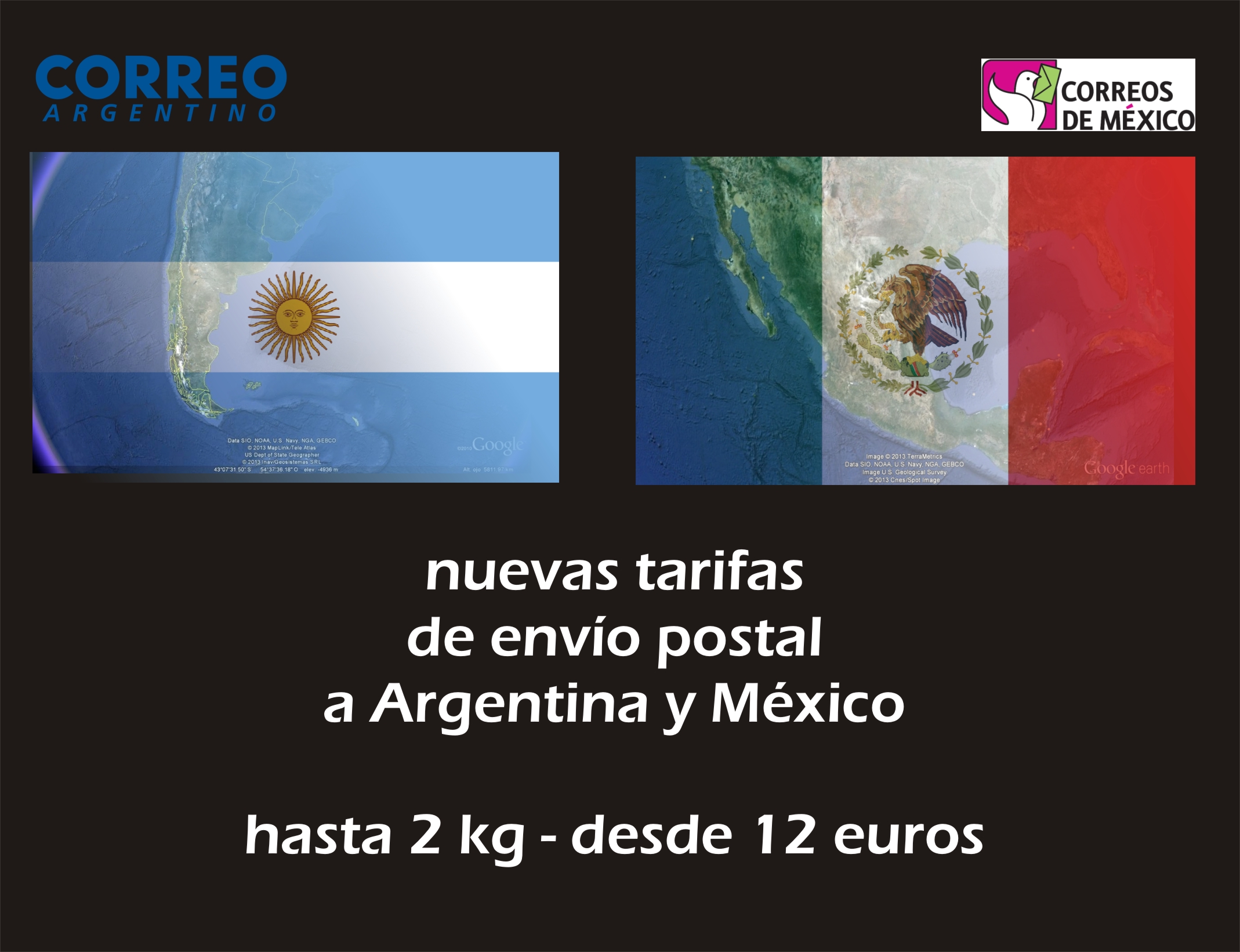Tarifas postales México y Argentina