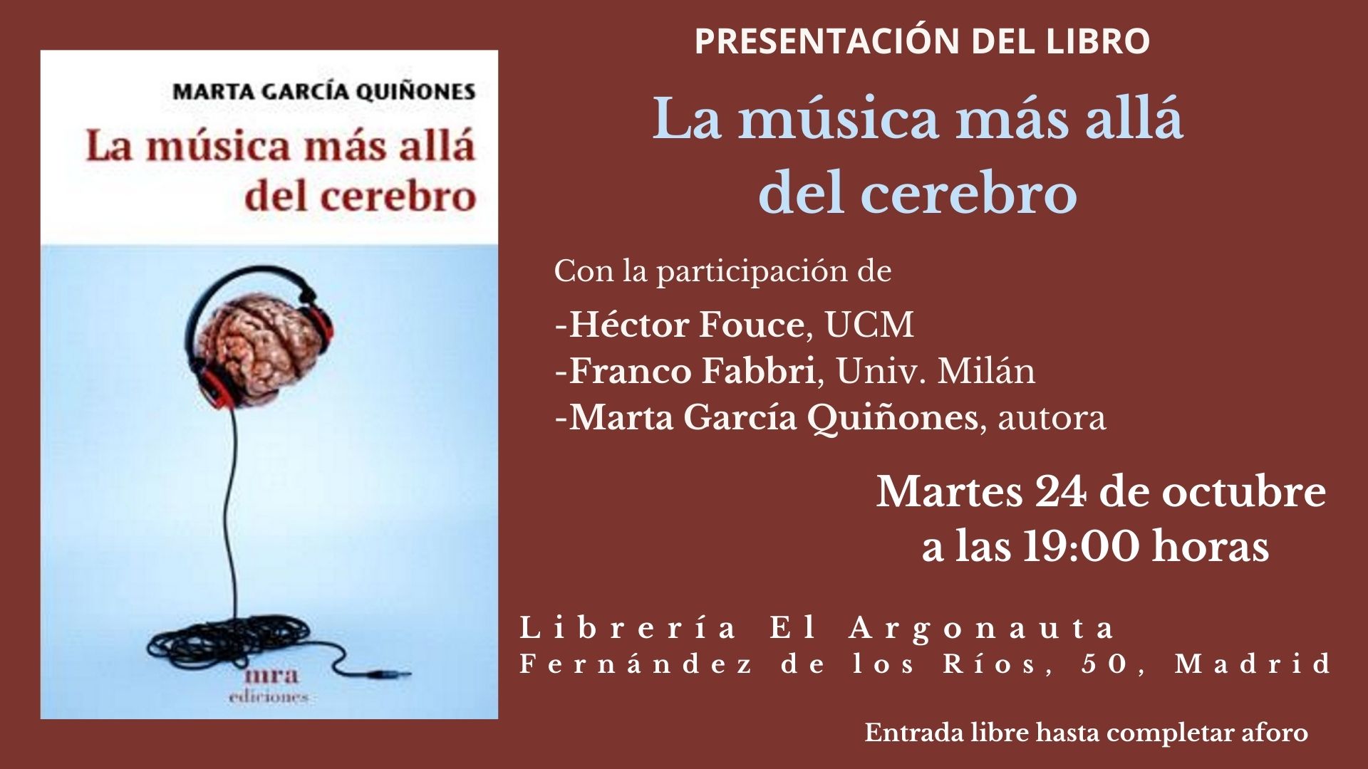 Presentación del libro 'La música más allá del cerebro'