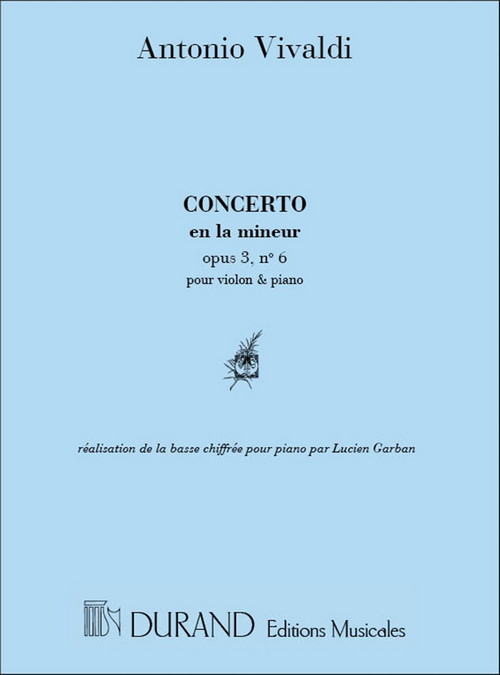 Concerto Op. 3 nº 6, en La Mineur, pour violon et piano