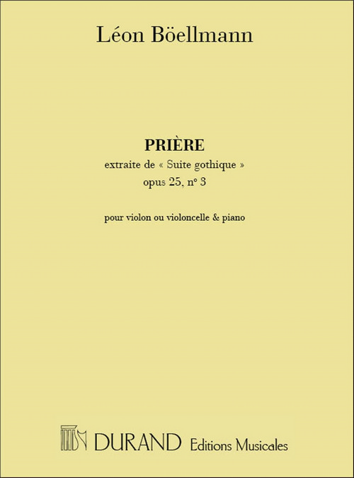 Prière, extrait de la Suite gothique, op. 25 nº 3, pour violon ou violoncelle et piano