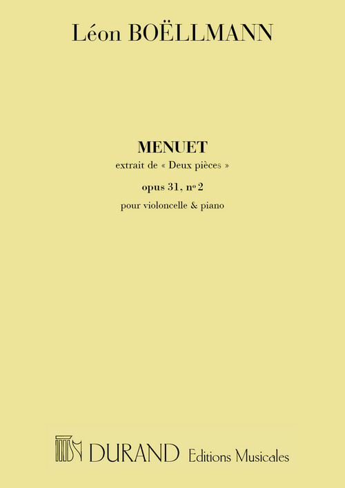 Pièce nº 2, menuet Op. 31 pour violoncelle et piano. 9790044027668 Pièce nº 2, menuet Op. 31 pour violoncelle et piano. 9790044027668